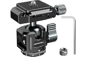 Leaplumin Metal Tripod Ball Head with Quick Release Plate, 360° Rotating Mini Ball Head with Cold Shoe, Max Load 2.5kg Ball H