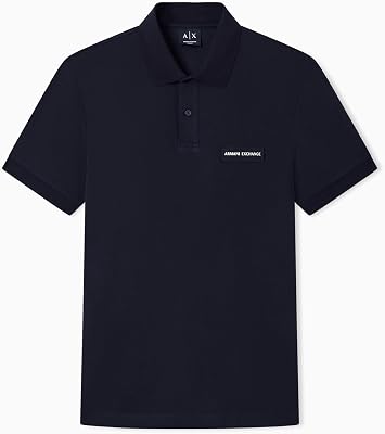 Embroidered Patch Logo Monochrome Polo, Bleu foncé, L Hommes