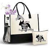 InnoBeta French Bulldog Gifts Canvas Tote Bag for Women, Important French Bulldog Lover Mom Stuff Bag for Birthday, Thanksgiving, Christmas -Life