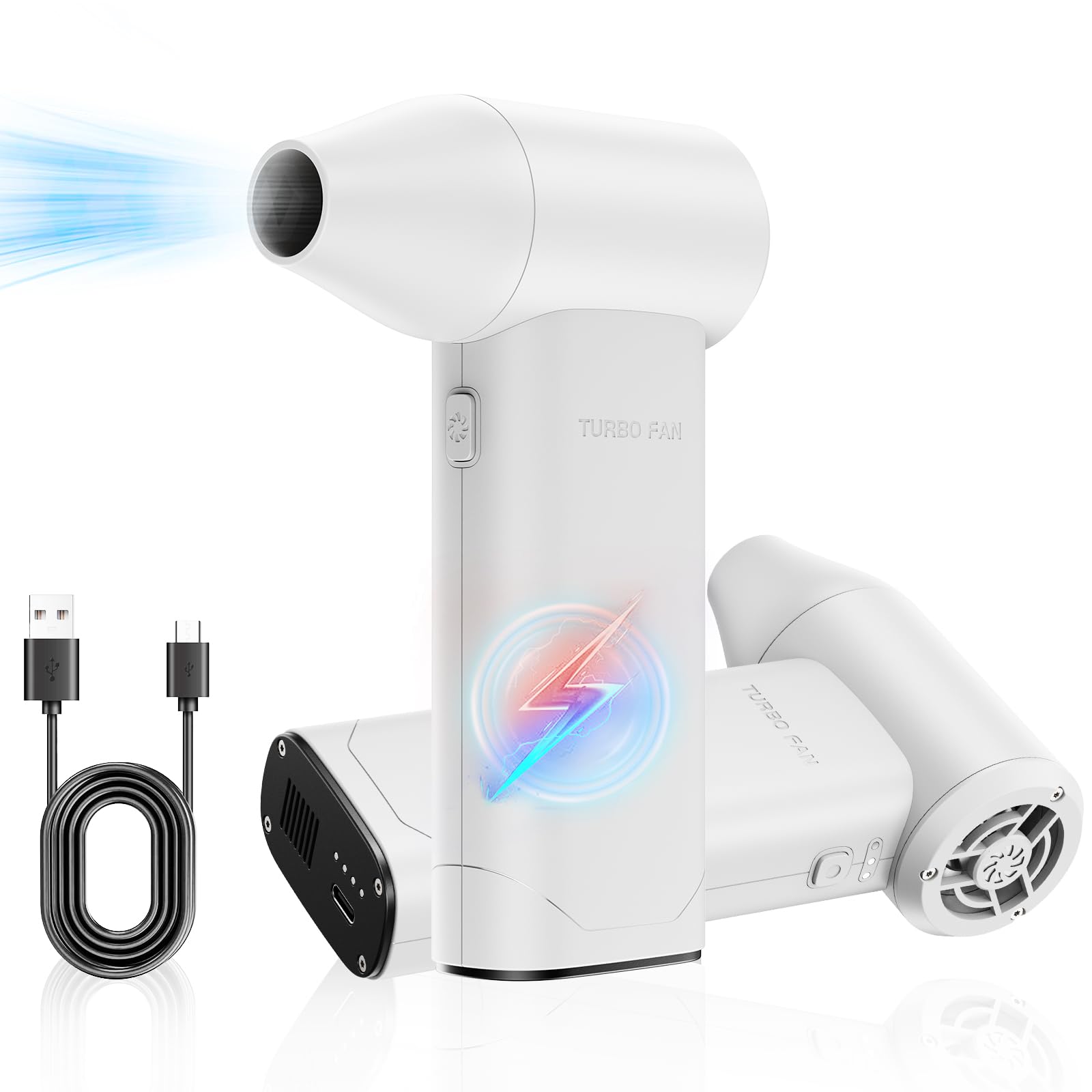Photo 1 of (doesn't power on) (sold for parts) Compressed Electric Air Duster 3 Gear Adjustable 130000 RPM Rechargeable No Canned Compressed Air Duster for PC- Jet Fan for Car Dry Mini air Blower Gun-Replace Compressed Air Can(White)