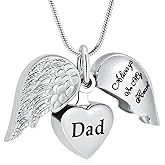 mingkejw Angel Wing Heart Urn Necklace for Ashes Cremation Jewelry for Women Men Stainless Steels Memorial Necklaces Ash Holder for Human Pets Keepsake Jewelry for Loved Ones with Fill Tool