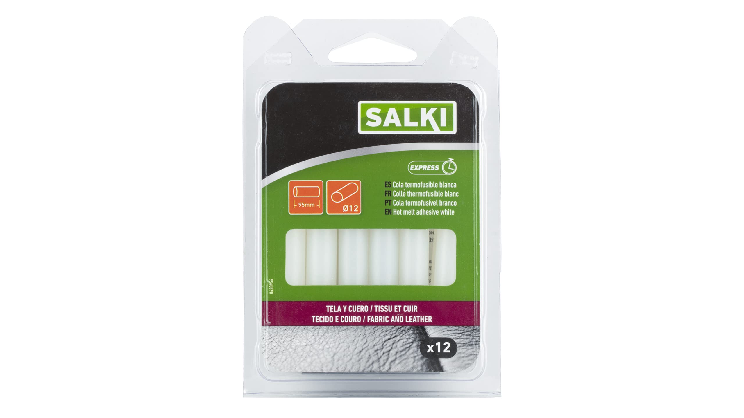 Salki 0430956 Hot Silicone Bar for Fabric and Leather for DIY and Mounts, White, 11.5 mm, Set of 12 Pieces