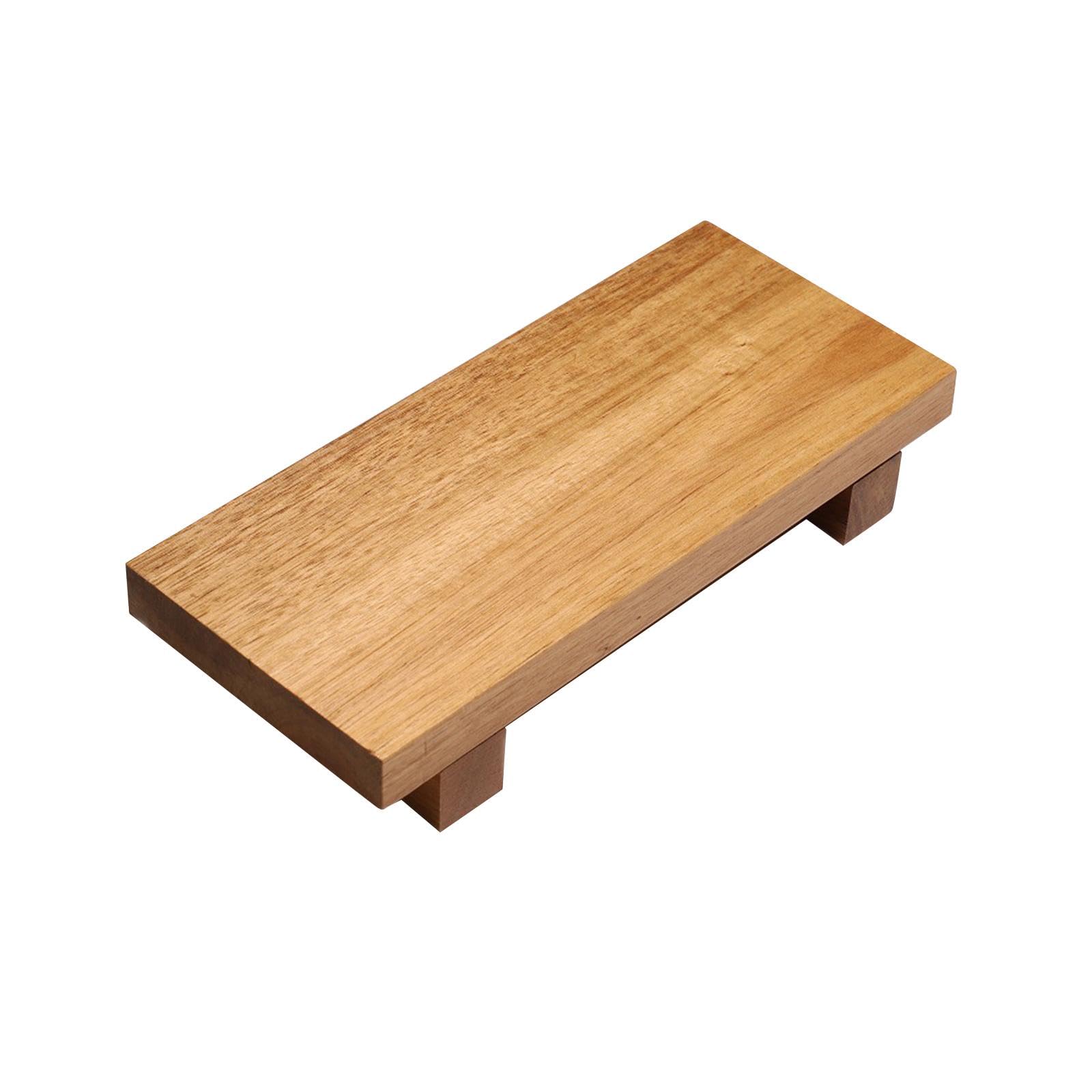 Folpus Wooden Pedestal Stand Footed Tray Rectangular Wood Riser for Display Candle Soap Holder for Wedding Kitchen Counter Party