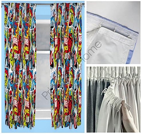 Disney Marvel Comics Justice 168cm x 137cm (66" x 54") Curtains + Blackout Curtain Lining