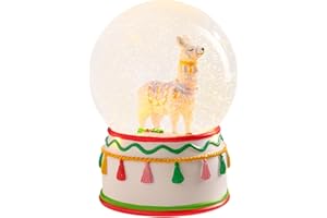 Bdor Alpaca Snow Globe Christmas Village Musical Lighted Decoration Battery Operated Ornament with Swirling Glitter for Kids Christmas Holiday Season Home Decor Tabletop