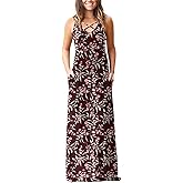LILBETTER Women's Sleeveless Racerback Loose Plain Maxi Dresses Casual Long Dresses with Pockets