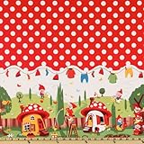 Michael Miller Gnomeville Border Red Fabric By The Yard