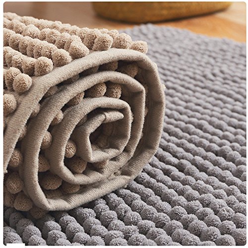 Eanpet Chenille Bath Mat Non-Slip Microfiber Floor Mat Baby Bath Mat for Kids Ultra Soft Washable Bathroom Dry Fast Water Absorbent Shower Mat Area Rugs (16" x 24", Red)