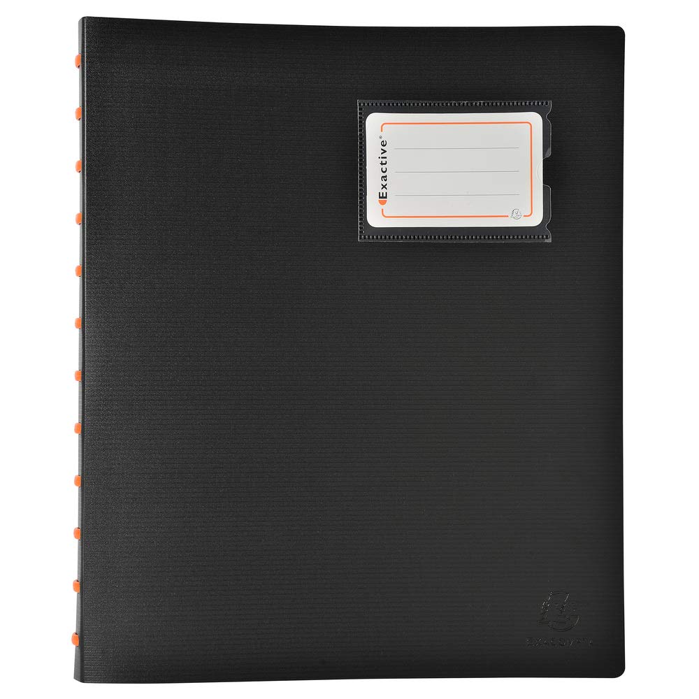 Exacompta - Ref 86434E - Exactive PP Display Book - Suitable for A4 Documents, 40 Pockets, 80 Viewing Pages, 5 Coloured Dividers, 0.7mm Rigid Polypropylene - Black
