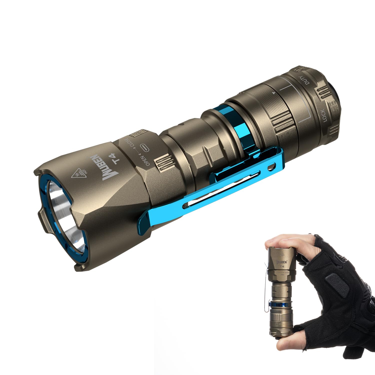 Photo 1 of WUBEN T4 Tactical Flashlight Rechargeable for EDC, Small Flashlight Powerful 401M Long Throw, Pocket Flashlight with Tactical/Duty/Lock 3 Modes, Mini Flash Light for Police, Military, and Daily Use