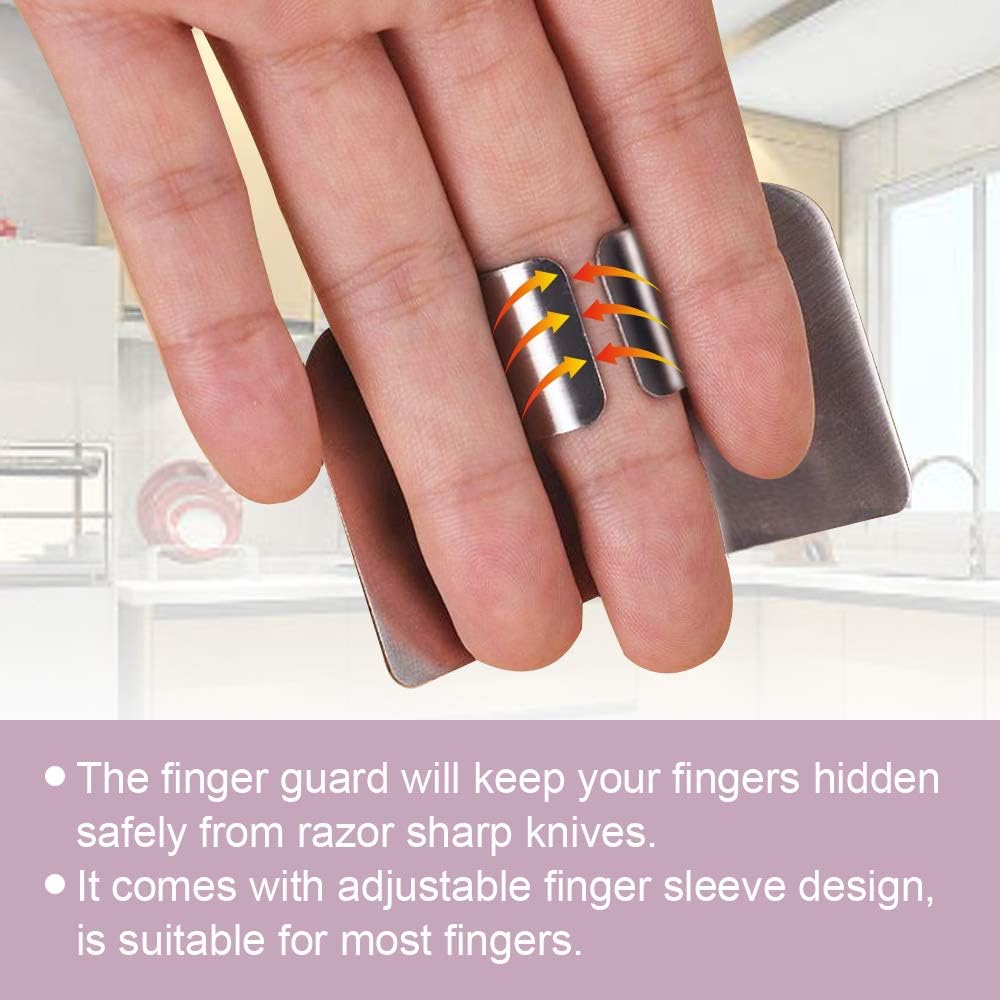 Promifun Stainless Steel Finger Guard, Kitchen Finger Protector, 4 Pcs of Knife Guard, For Dicing and Slicing in Kitchens: Kitchen & Dining