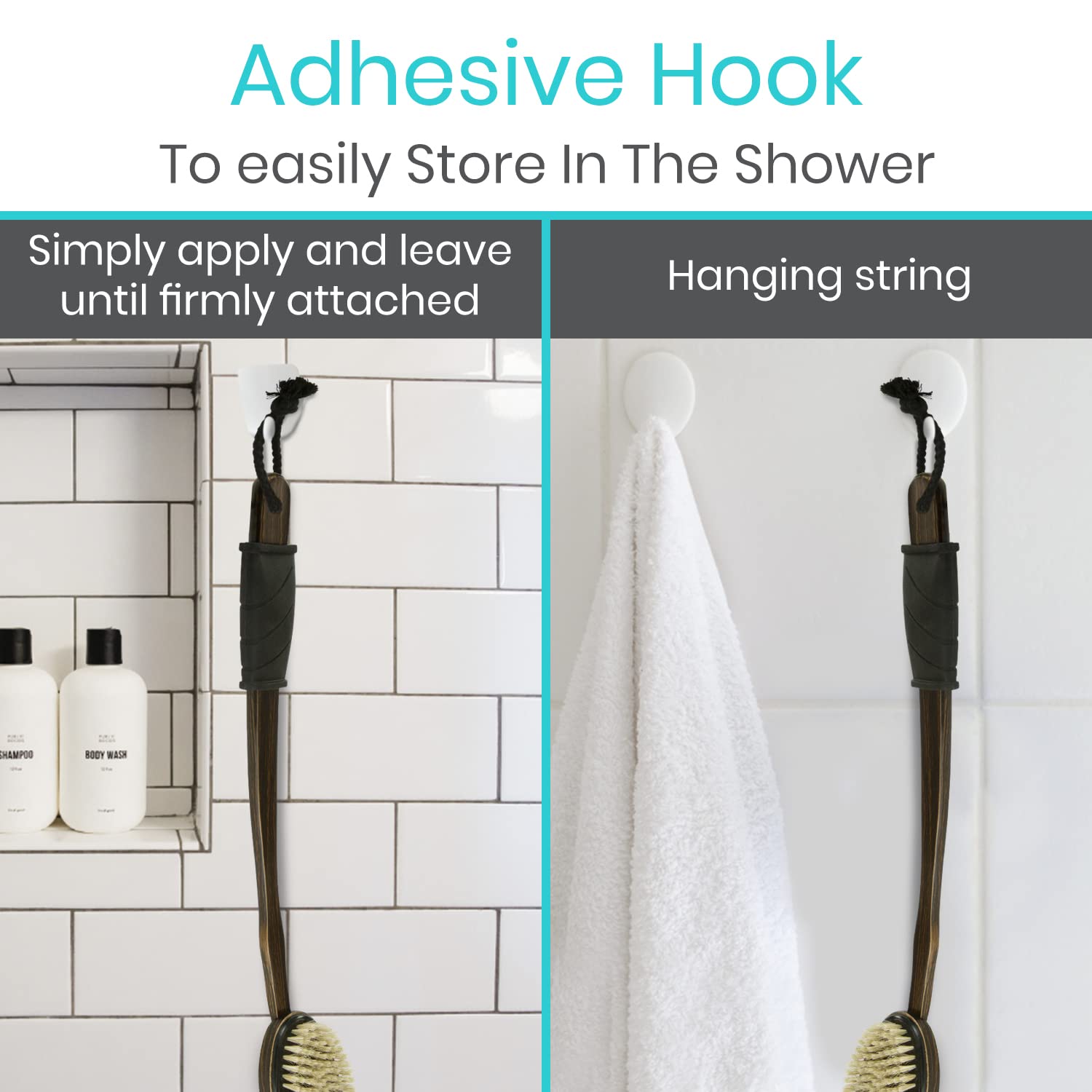 Vive Dry Brush Set for Lymphatic Drainage (3 Pieces) - Brushing Scrubber for Exfoliating, Body Cellulite and Skin Massage - 100% Natural Boar Hair Bristles, 14” Long Dark Wooden Handle w/Storage Bag