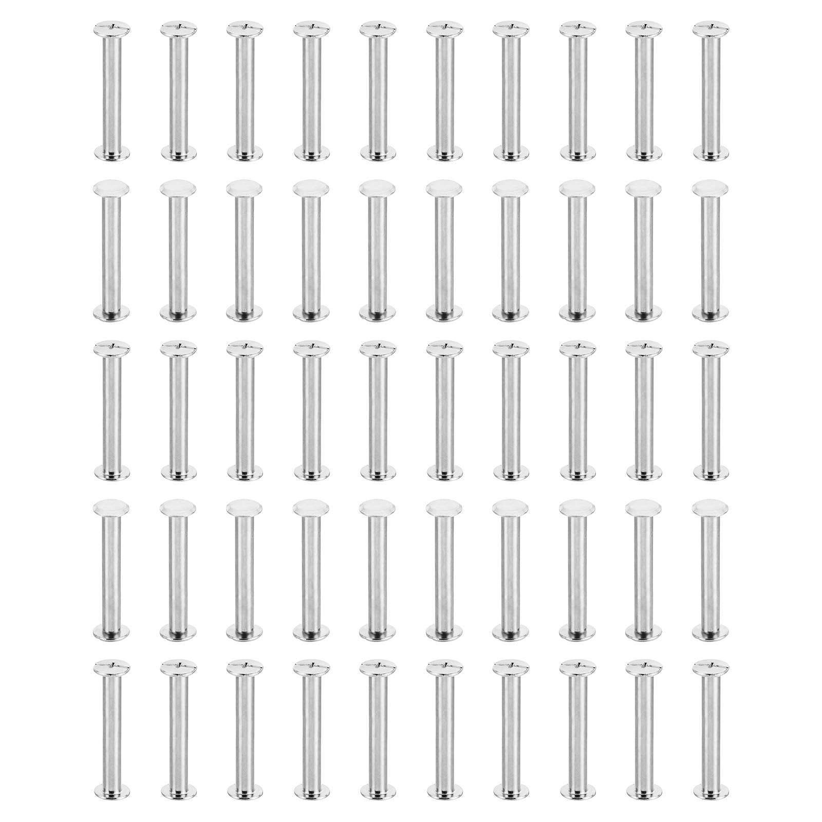 PATIKIL M5x45mm Chicago Screws, 50 Sets Chicago Screws Phillips Binding Post Screw Bolts Leather Rivets Brass Fasteners Connectors Steel for Leather Belt Scrapbook Photo Albums, Silvery