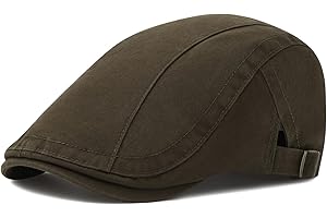 VOBOOM Men Cotton Newsboy Beret Hat Duckbill Buckle Cabbie Cap