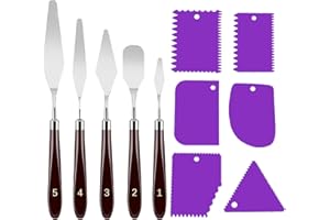 Palette Knife Set 5 Pieces Stainless Steel Palette Knife Set Painting Accessories Art Supplies for Oil Acrylic Painting (Purp