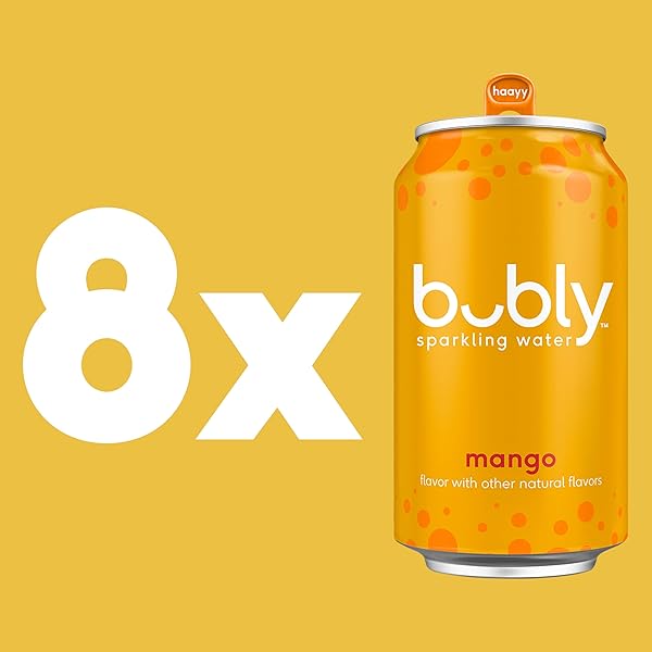 BUBLY SPARKLING WATER, MANGO, ZERO SUGAR & ZERO CALORIES, SELTZER WATER, 12 FL OZ CANS (PACK OF 8)