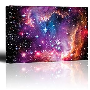 Vibrant Pink and Purple Outerspace with Galaxies and Stars - Canvas Art Home Art - 12x18 inches