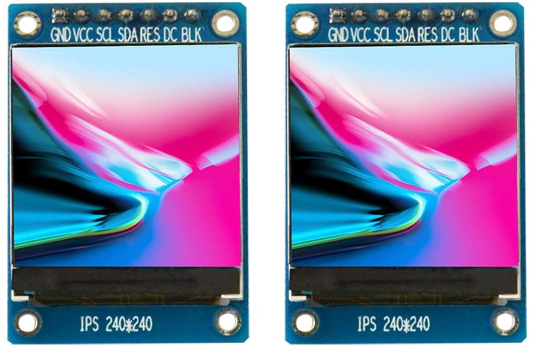 TECNOIOT 2pcs 1.3 inch IPS HD TFT ST7789 Drive IC 240 * 240 Full Color LCD Display Module