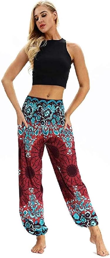 Amazon Co Jp ファッションボヘミアンルースパンツメンズ レディース カジュアルヒッピーパンツバギーアラジンハーレムパンツ Zzbiao Color E Size One Size ホーム キッチン