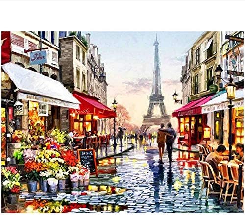 jbekjg Paris France Eiffel Tower Scenery DIY Crystal Full Drill Square 5D Diamond Painting 3D Cross Stitch Kit Mosaic Round Rhinestone 30X40Cm