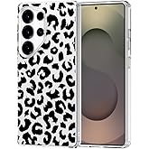 MOSNOVO Case for Samsung Galaxy S25 Ultra, [Buffertech 6.6ft Military-Grade Drop Protection] [Anti Peel Off Tech] Clear TPU Bumper Phone Case Cover Design - Black Leopard Print