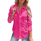 siliteelon Women's Button Down Shirts Long Sleeve Dress Shirts Wrinkle Free Collared Work Office Solid Blouses Corset Tops