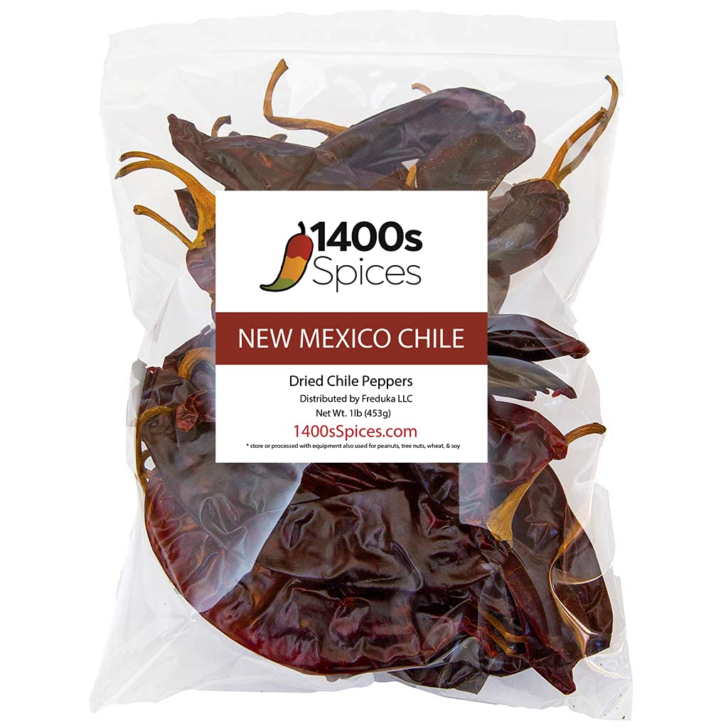 1lb New Mexico Dried Whole Chile Peppers Food Service Size, Natural Dehydrated Chili Pods for Authentic Mexican Food.