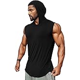 Runcati Mens Sleeveless Hoodies Workout Hooded Tank Tops Muscle Gym Bodybuilding Fitness Training T Shirts