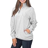 Samefar Womens Warm Cozy High Neck Long Sleeve Solid 1/4 Zip Pullover Sweatshirts with Pockets