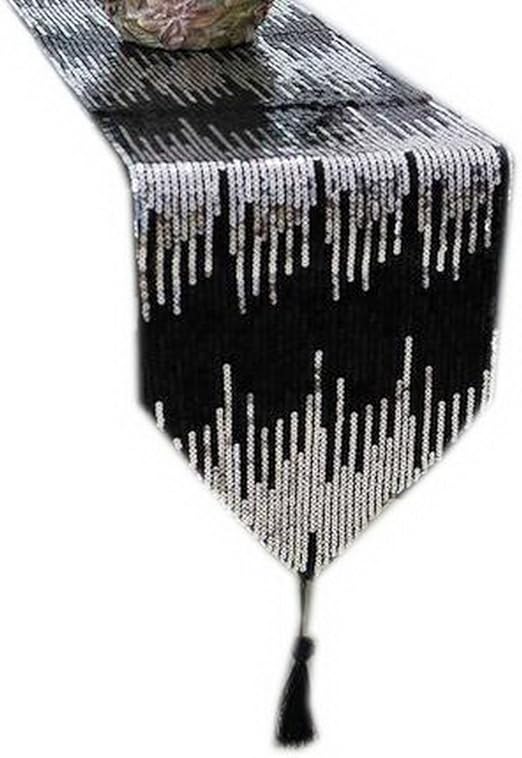 Luxury Sequin Table Runner Black & Silver Sequined TableRunner 86.5'' Amazon.co.uk Kitchen & Home