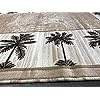 Palm Tree Modern Area Rug Tropical Beige & Green Design 729 (8 Feet X 10 Feet)
