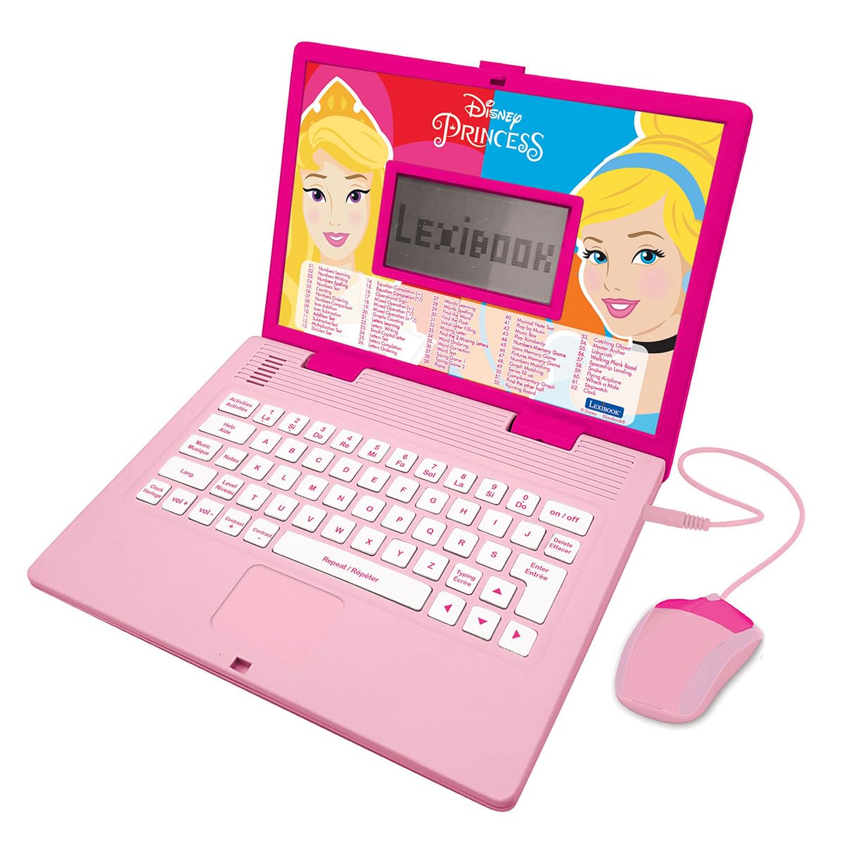 LEXIBOOK, Disney Princess, Educational and Bilingual Laptop French/English with 124 Activities: Mathematics, Dactylography, Logic, Clock reading, Play Games and Music, Pink, JC598DPi1 — image 1