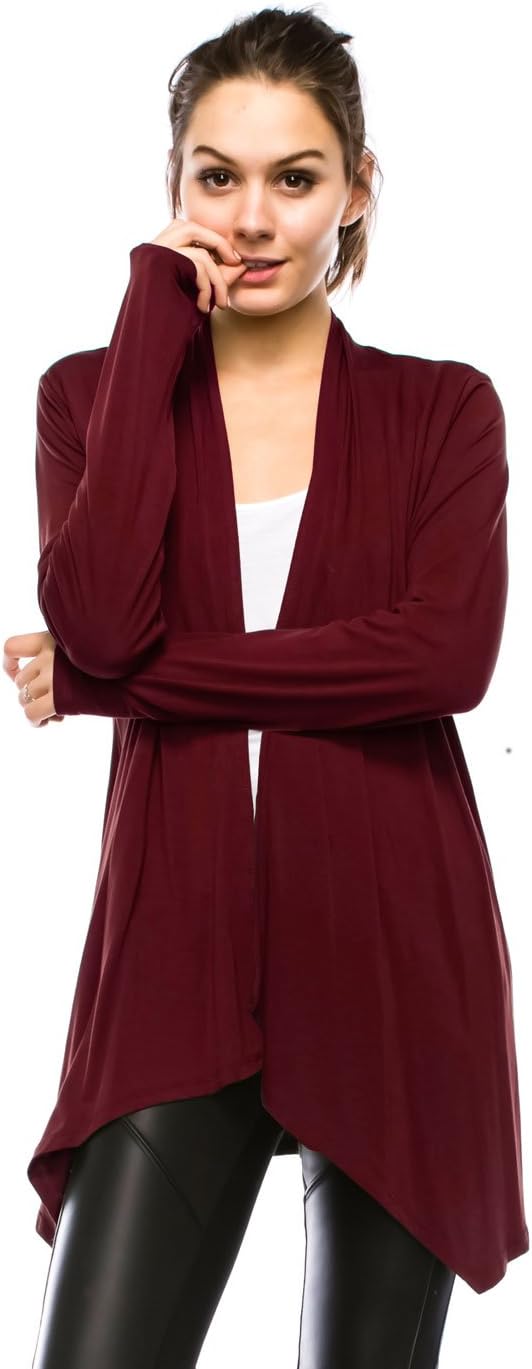 J Doe Style Womens Rayon Span Basic Various Front Open Drape Cardigan (S-5X Size)