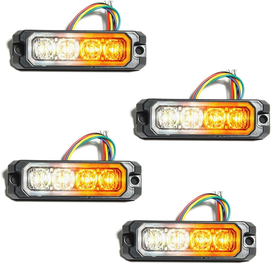 Strobelight Bar 4 LED SYNC Super Bright Emergency Beacon Flash Caution Strobe Light Bar with 17 Different Flashing Pack of 4 W/A