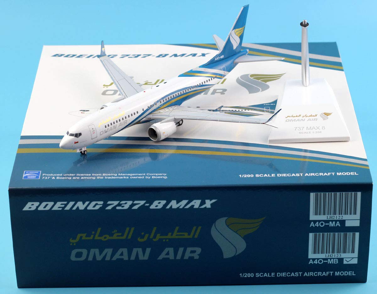 JC Wings 1:200 LH2123 Oman Air Plane B737-8 Diecast Aircraft Jet Model Reg#A4O-MB