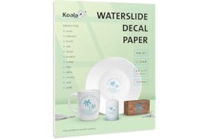 Koala Waterslide Decal Paper INKJET CLEAR, 10 Sheets 8.5x11 Inch Water Slide Transfer Paper Transparent Printable Waterslide 