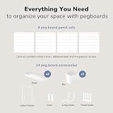 Keepo Pegboard Modular Hanging Wall Organizer Kit White 22"x22" Crafts Storage view 3