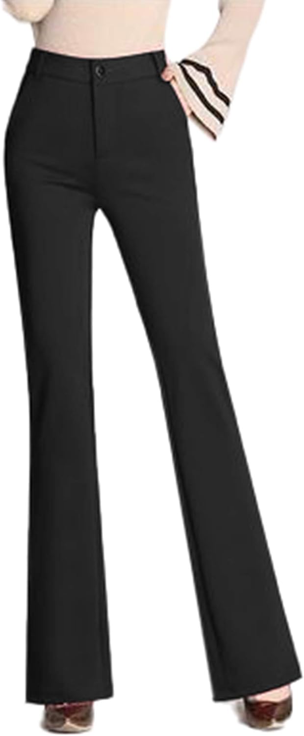 black flared work trousers