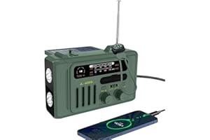 BURTOWIC Solar Hand Crank Emergency Radio,NOAA/AM/FM with LED Flashlight & Reading Lamp,USB Type-C/Solar/Hand Crank Charging,Bluetooth Speaker,SOS Alarm&Compass for Camping Indoor Outdoor Emergencies (Green)