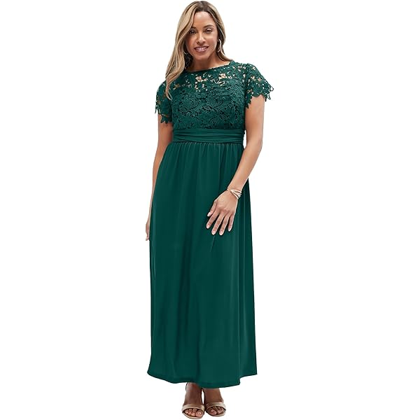 Amazon.com: Jessica London Women's Plus Size Stretch Lace Maxi Dress - 14  W, Aqua Sea : Clothing, Shoes & Jewelry