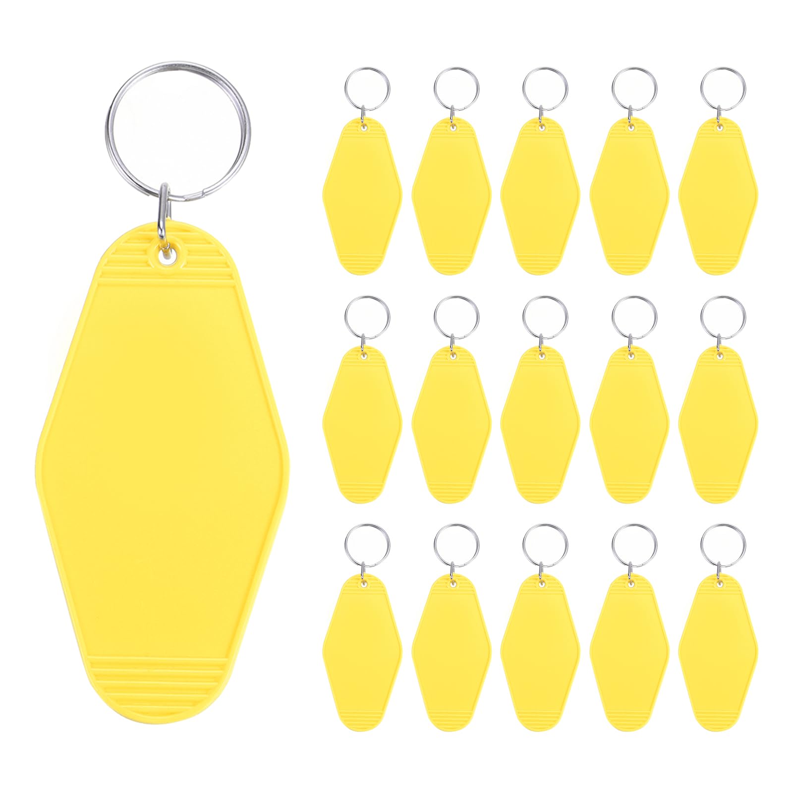 PATIKIL Vintage Motel Keychain, 16 Pack Blank Hotel Keychains Rhombus Retro Key Tag for DIY Crafts Ornament Backpack Luggage Labels Tags, Bright Yellow