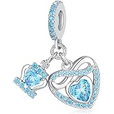 Birthstone Charms for Pandora Charms Bracelets - 925 Sterling Silver Infinity Heart Dangle Charm fit Bracelet and Necklace Birthday Jewelry Gifts For Women