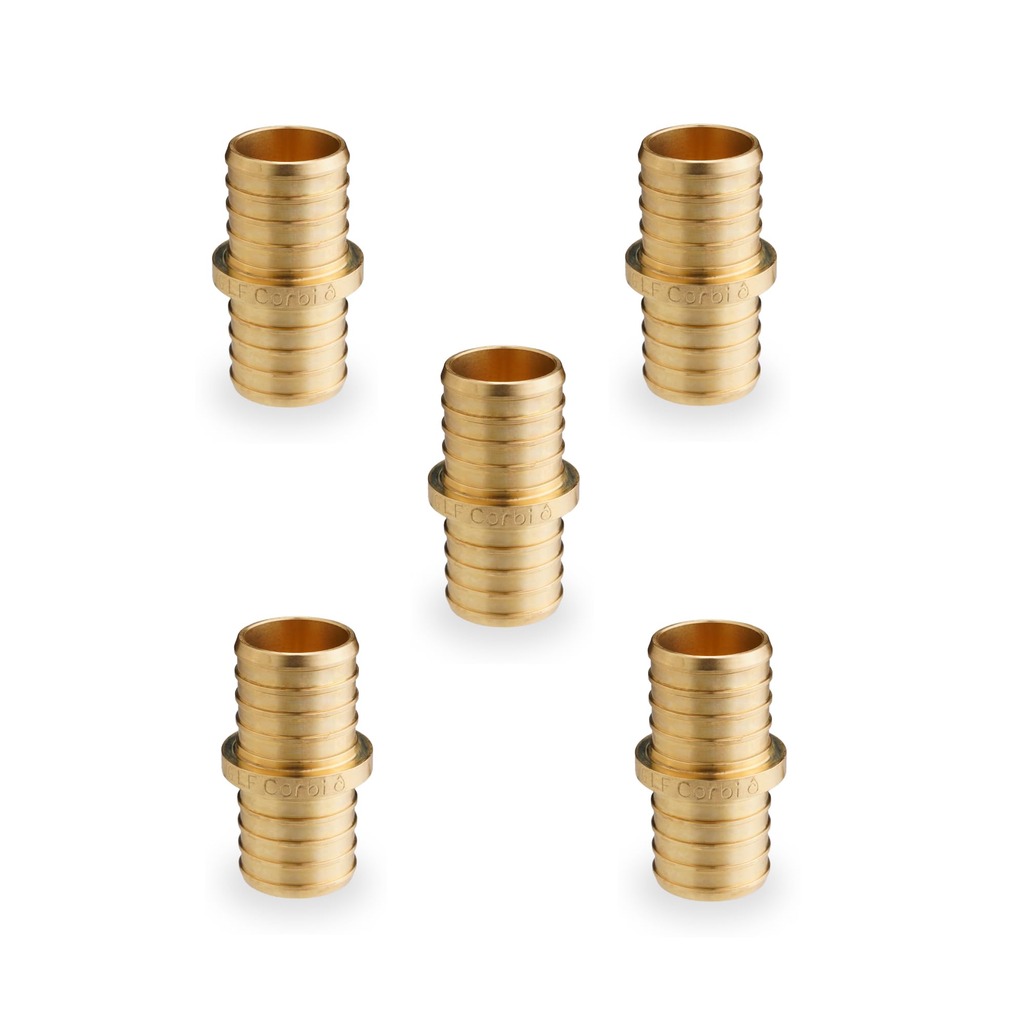 Photo 1 of 1 INCH PEX-B Coupling Fittings (5-Pack), Lead-Free Brass, Compatible with Crimp & Clamp Rings for PEX A/B/C Tubing, NSF Certified, Corrosion Resistant Connectors for Water Lines & Radiant Heating