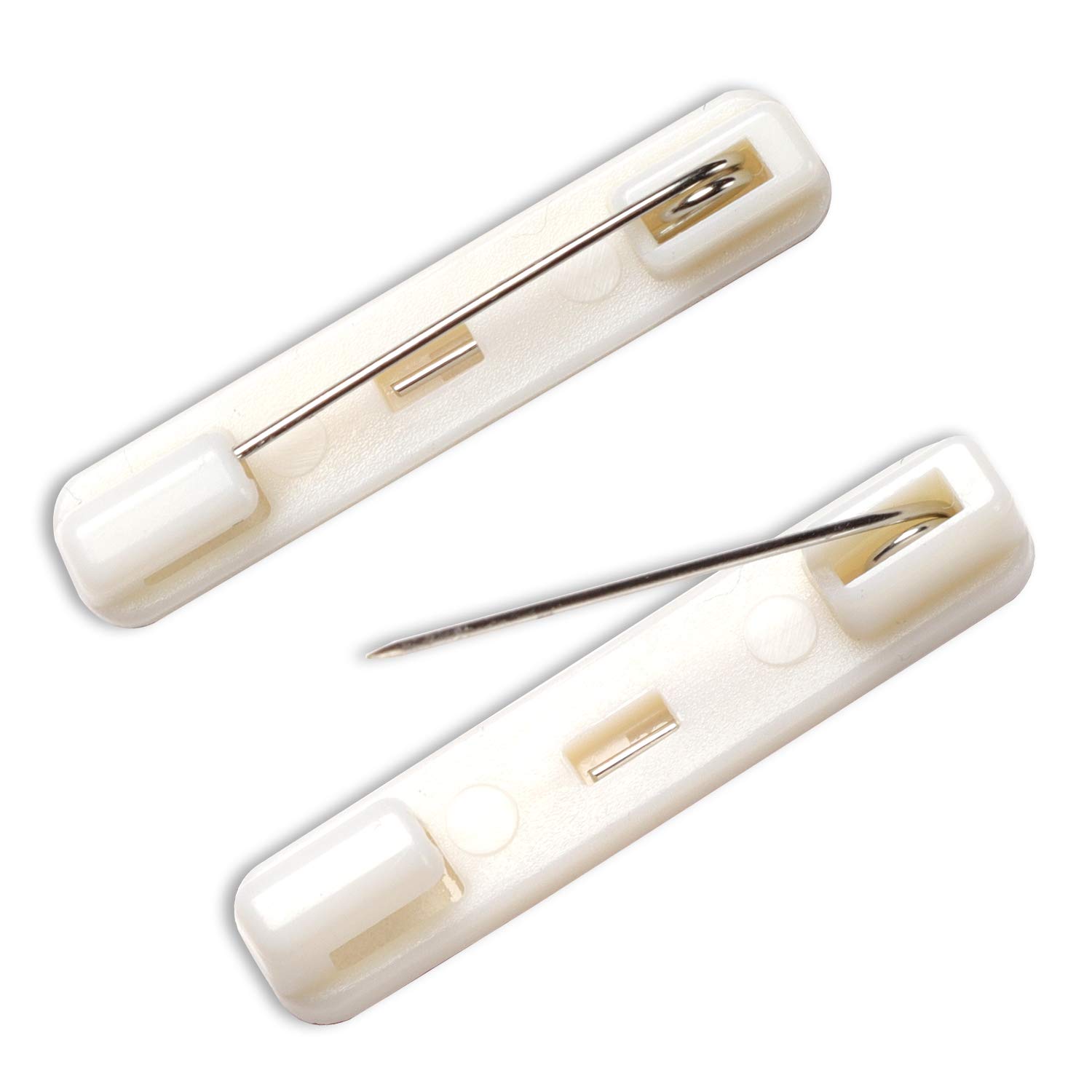 BOGZON 100 White Safety Pin Bar with Adhesive, Badge Pin Backs, Name Tag Pins
