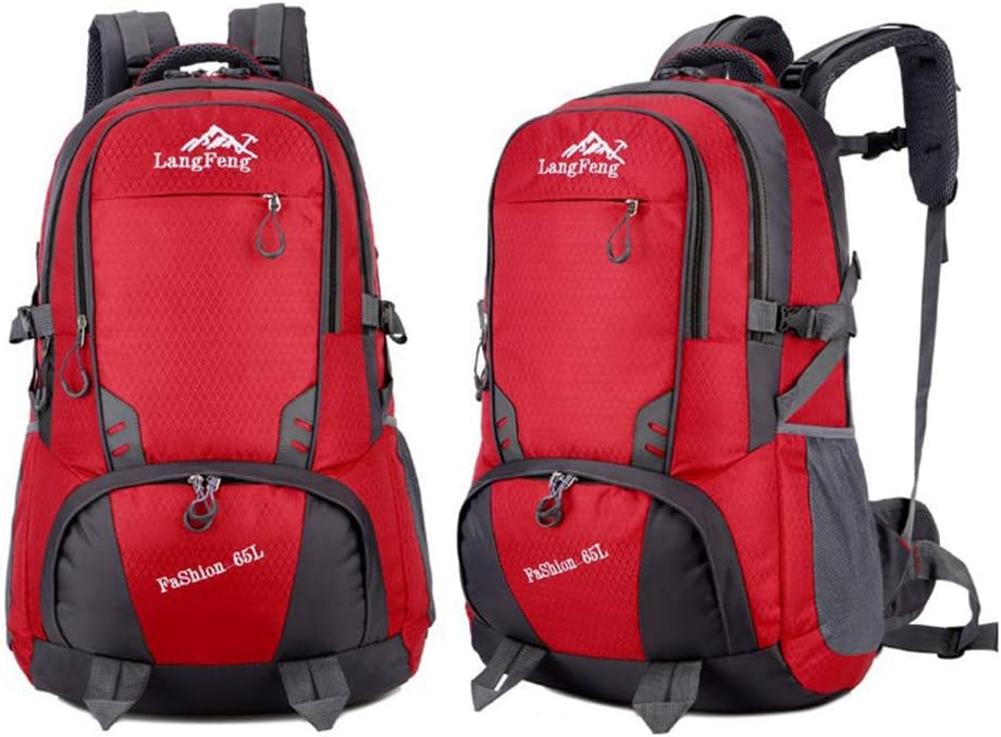 She charm 65L Internal Frame Backpack Hiking Travel Backpack Camping Rucksack Extra Large, Hiking Backpack for Men and Women,Red
