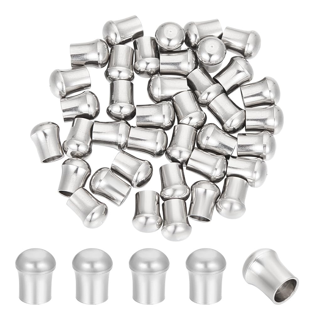 UNICRAFTALE About 50Pcs Stainless Steel Cord Ends End Caps 3mm Inner Diameter Column Cone Leather Cord Ends Jewelry Making Caps Bracelet End Caps Terminators Cord Finding for Necklace Jewelry Making