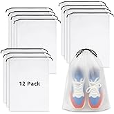 12 PCS Clear Shoe Bags for Travel, 11.8" x 15.7" Travel Shoe Bags for Storage and Packing, Waterproof Drawstring Shoe Bag for Traveling, Travel Essentials for Women and Men