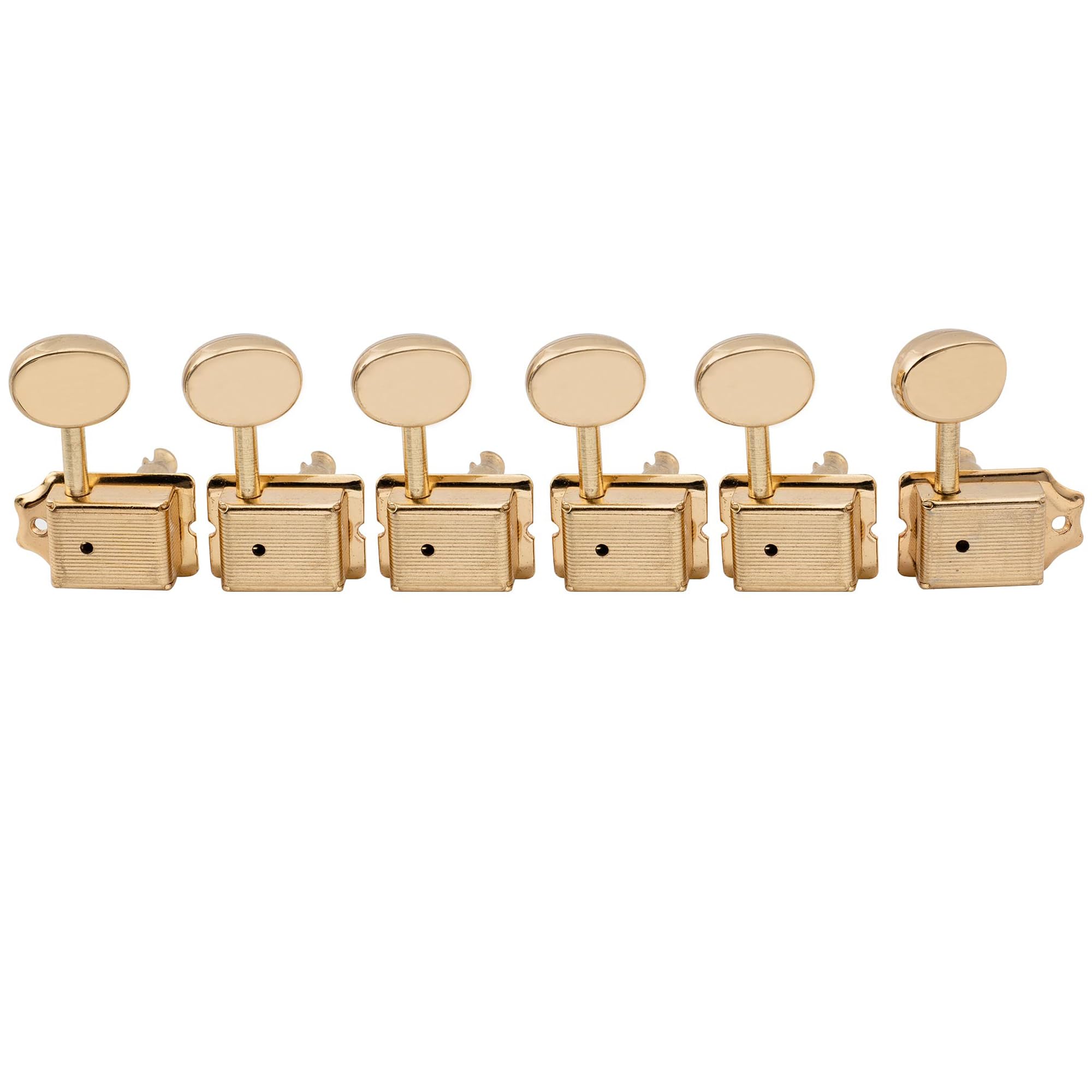 Musiclily Pro Vintage Guitar Tuners Split Shaft 6 in Line Machine Heads Tuning Pegs Keys Set for Squier Classic Vibe Fender Strat/Tele Style, Gold