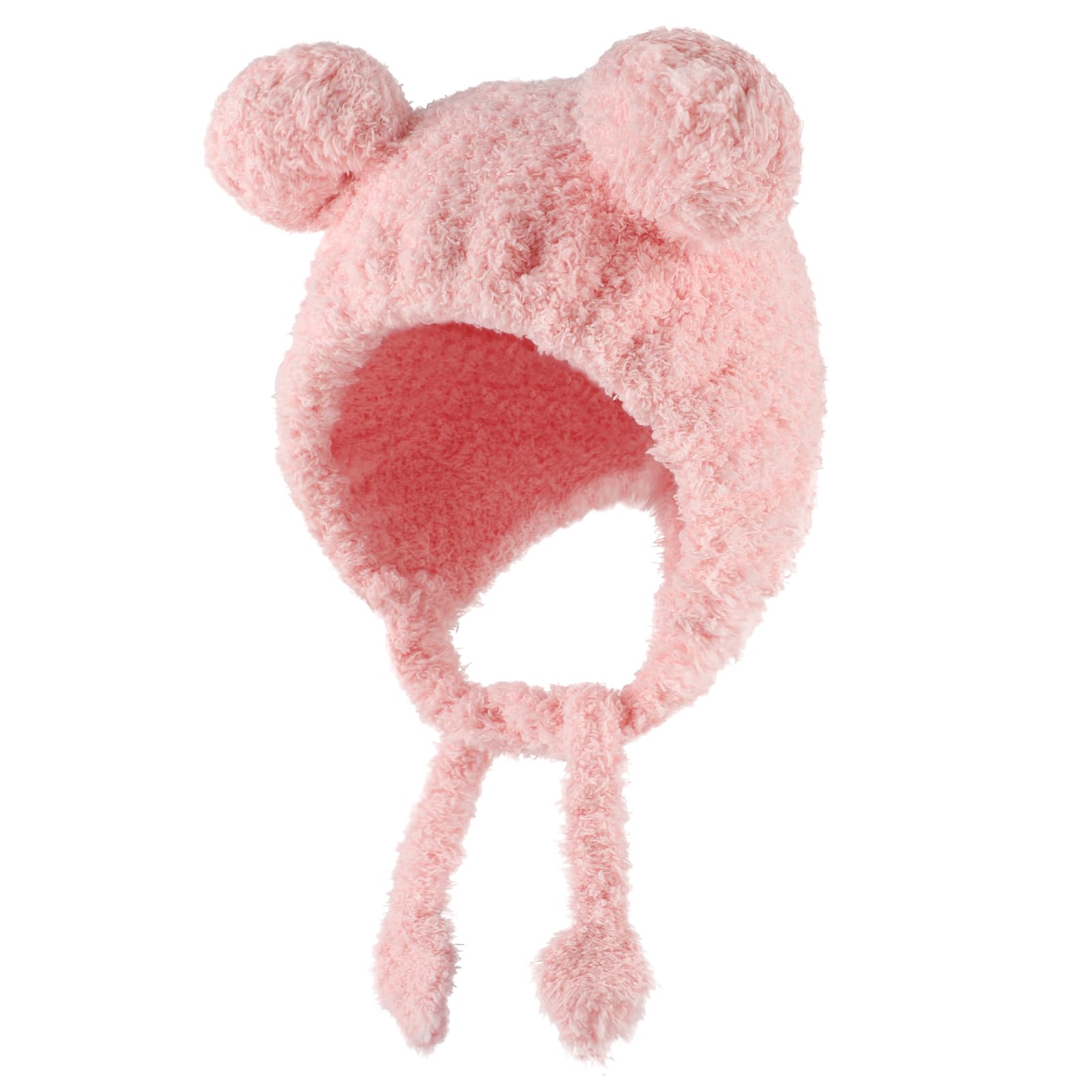 MK MATT KEELY? Cute Fleece Lining Unisex Baby Hats with Ears Winter Warm Toddler Beanie for 0-15 Months Pink