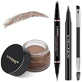Eyebrow Pencil Makeup Kit, with Waterproof 2-IN-1 Microblading Eyebrow Pen, Eyebrow Pomade, Eyeliner and Dual-ended Eyebrow Brush, Brow Pencil Kit for Natural Eyebrows - Ash Brown